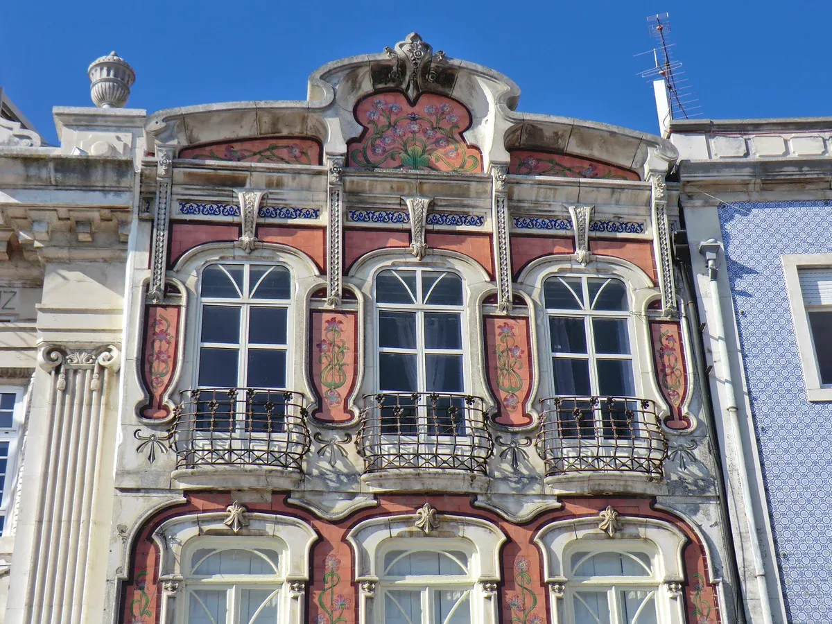 Art Nouveau facade of the Casa da Cooperativa Agrícola in Aveiro on a day trip from Porto