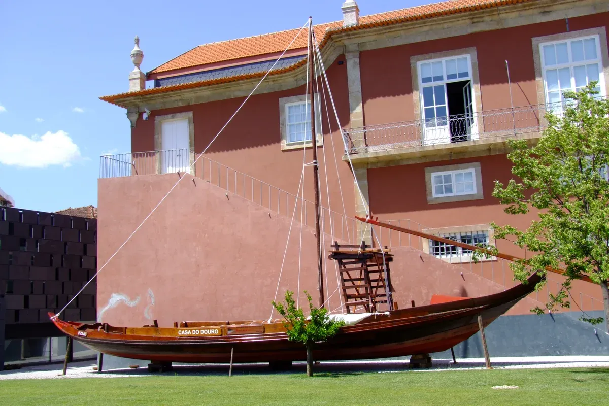 Rabelo boat outside the Museu do Douro in Peso da Régua on a Douro Valley wine tour from Porto